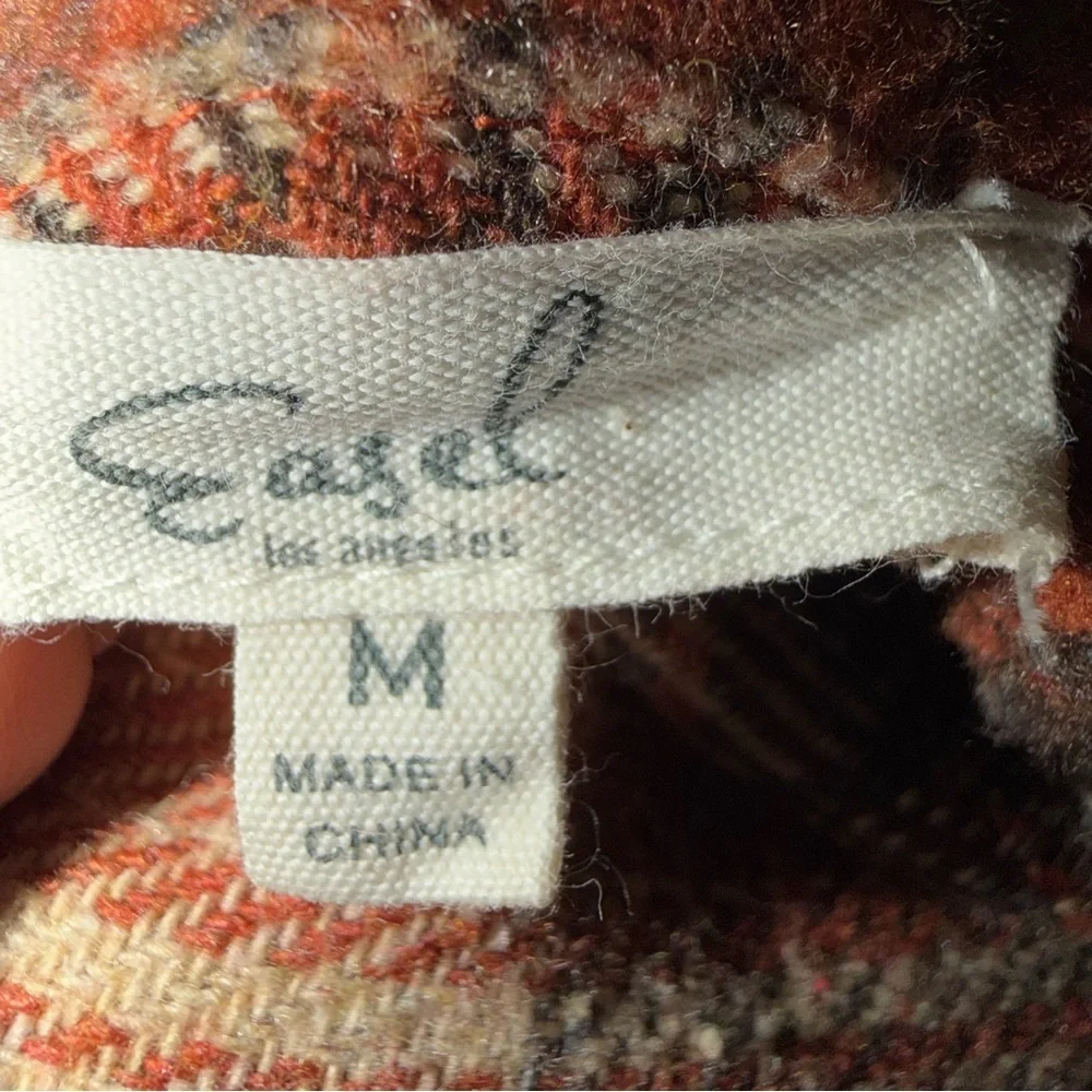 Easel Rust Plaid Button-Up Shacket Size Medium